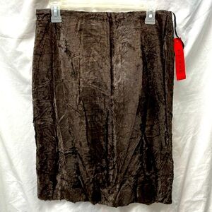 NEW!!! Burns Vintage lined faux fur zip side slit knee velvet skirt sz 8